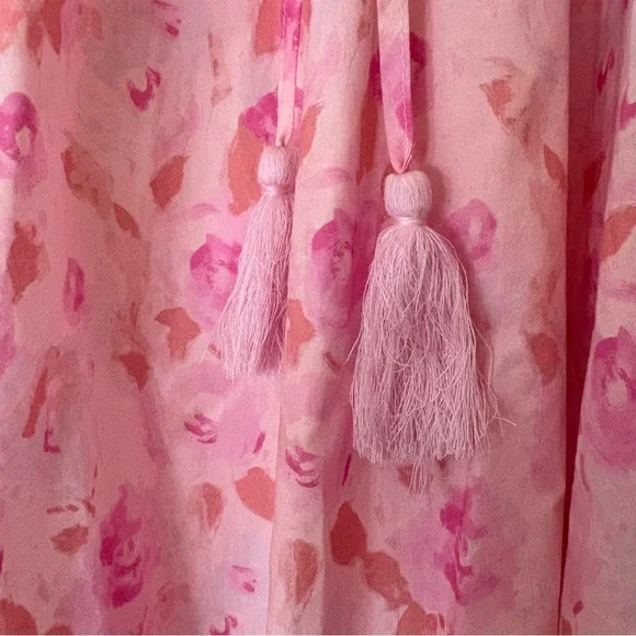 Euc shop the mint Pink Floral puff Sleeve Dress size large - Picture 3 of 5